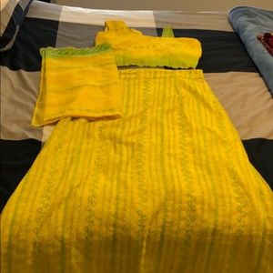 Yellow and green lengha!